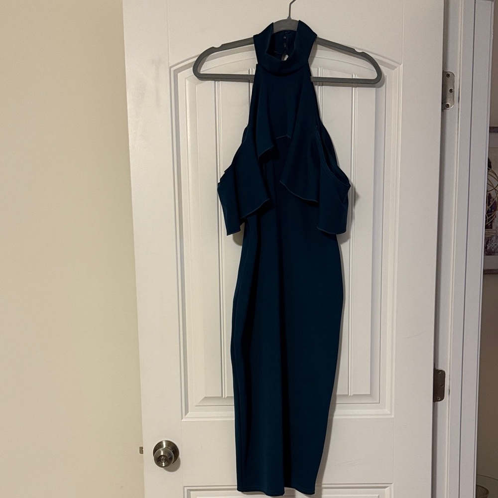Missguided Teal Halter Midi Dress